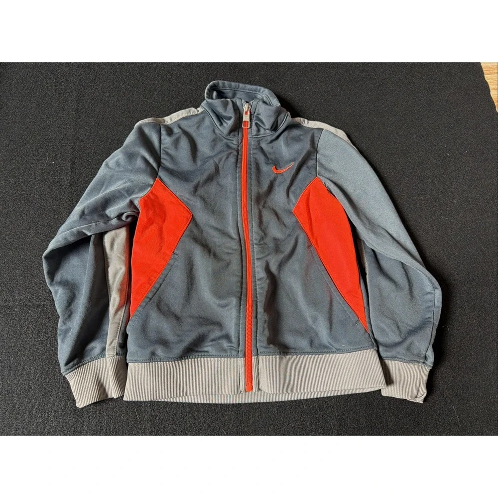 Vintage Nike Track Jacket Boys 5‎ Dark/Light Grey Orange Embroidery